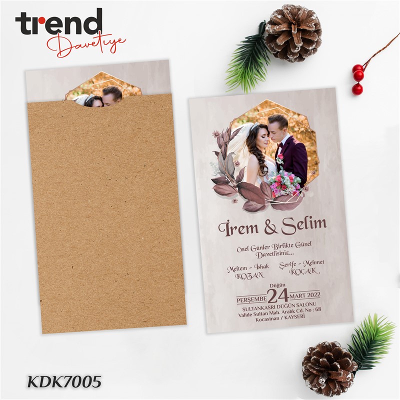 KDK7005 Kapalı Dik Kraft Zarflı Davetiye - KDK7005 - Görsel 1