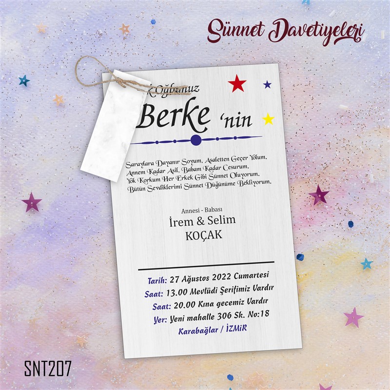 SNT213 Ekonomik Sünnet Davetiye - SNT213 - Görsel 1